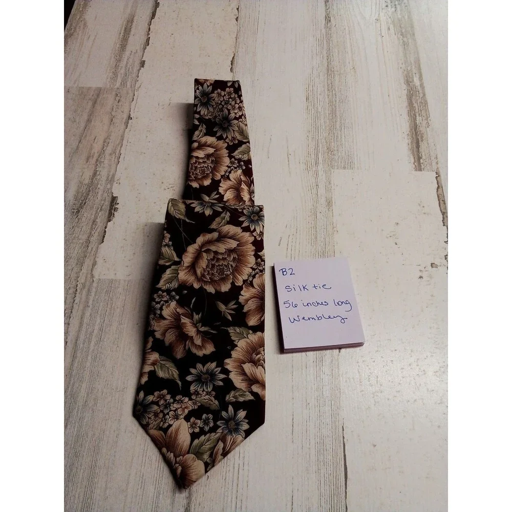Men's Wembley Burgundy Floral Tie 56 Inches Long Silk